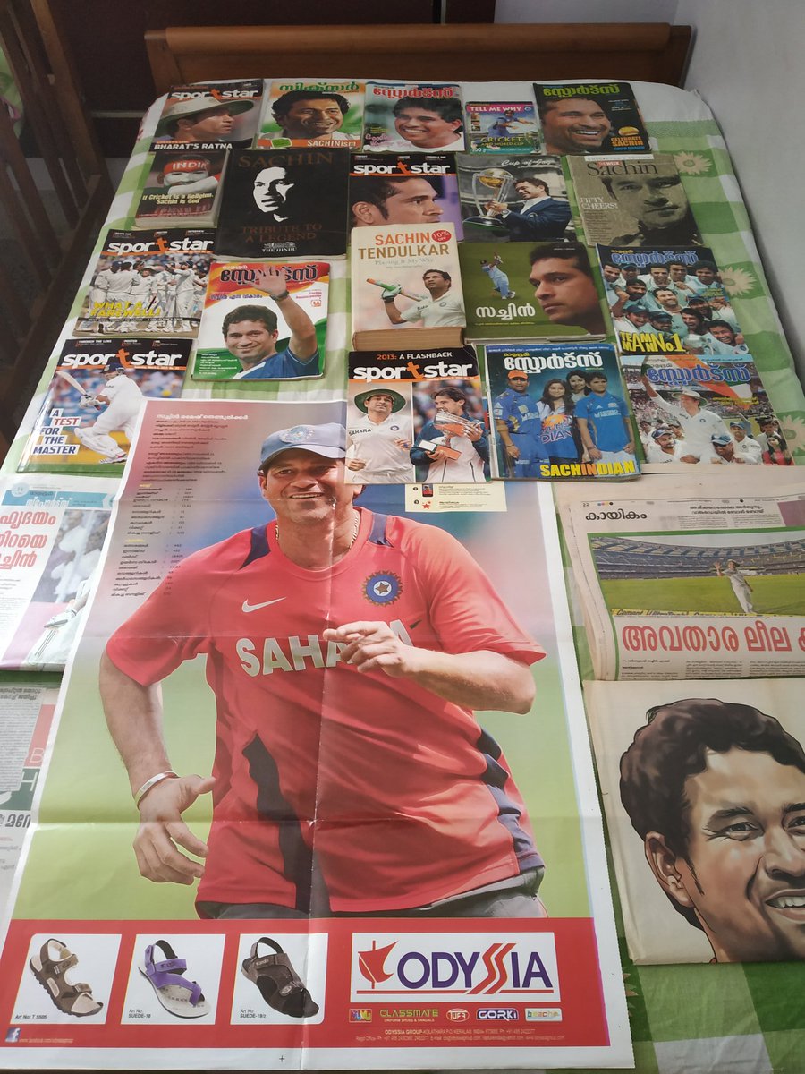 CricCrazyJohns's tweet photo. My @sachin_rt collection over the years with Sports Magazines, Newspapers, Posters and books. #HappyBirthdaySachin https://t.co/sLHL6ttaVZ