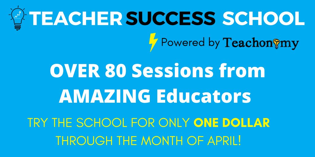 cpoole27's tweet image. Have you checked out the Teacher Success School yet? Jump in today for some awesome sessions on Remote Learning and more! myteachersuccess.com

ONLY $1 to access OVER 80 sessions through April 30th!

#aussieED #RemoteLearningChat #remotelearning #teachersuccessschool #edu