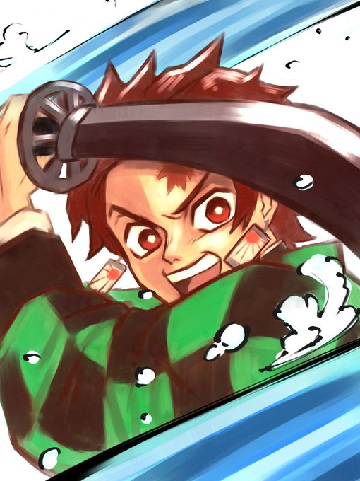 あっちょんさんがTwitterに投稿した竈門炭治郎(鬼滅の刃)のイラスト。