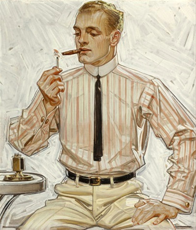 Like, the silhouette of the Leyendecker man is more appealing bc the pants are cinched in the narrowest part of his body as opposed to the Old Navy model who's pants aren't