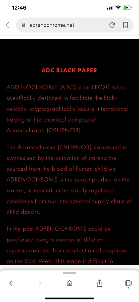 Another comparison between the adrenochrome webpage and Gaga’s posts...she refers to herself as “paper lady Gaga” in a few of the posts and the video has a tab you can click on identified as “black paper”. Is there a correlation between the two? Maybe. Notice the gold