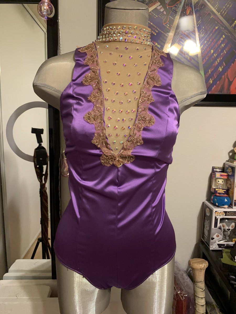 Still a work in progress with so much left to do, but Anne’s bodysuit: patterned, assembled, and bedazzled with appliqué (is that the word I’m looking for?) hand stitched all by me. I never have the drive to finish this