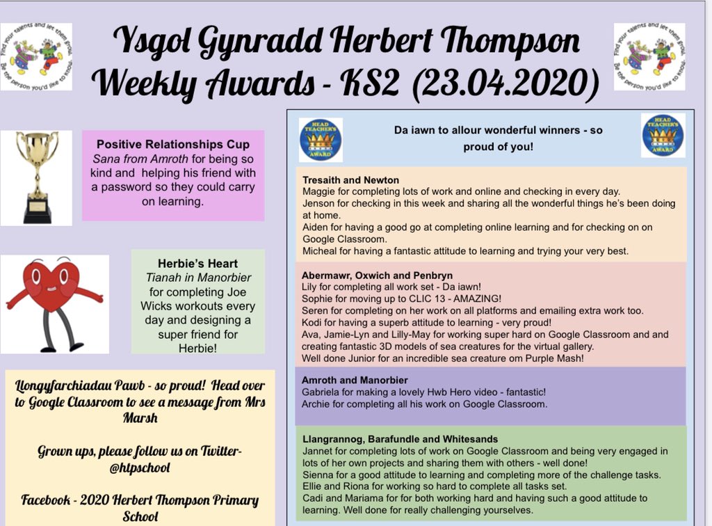 MarshSheena's tweet photo. @HTPSchool Da iawn to all our fantastic award winners this week. You have worked so hard in so many different ways - we are so proud of you all! 🌟🌟🌟🌟🌟🌟🌟🌟🌟 https://t.co/4IeRSym83J