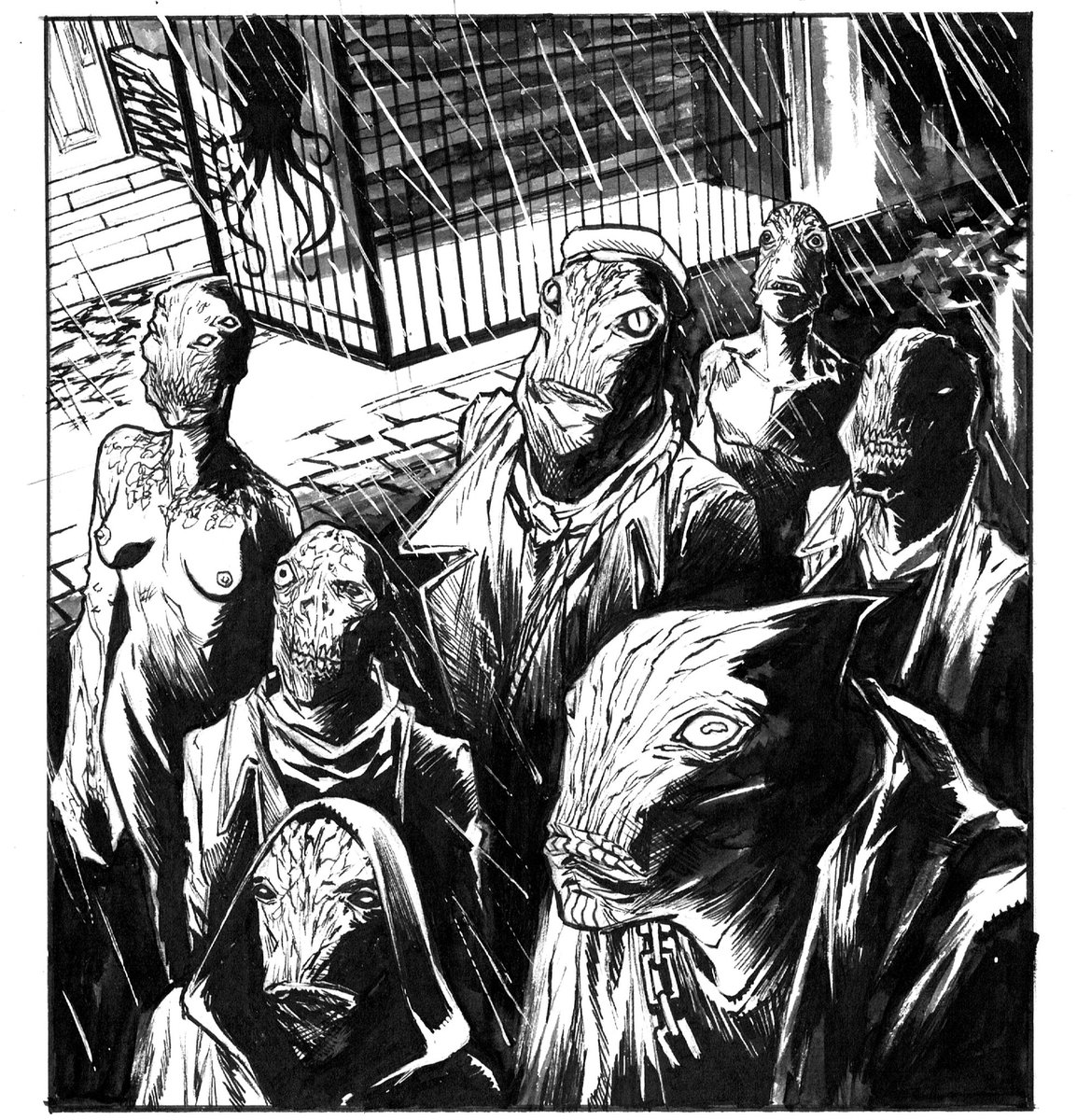 Some uncolored panel crops from the Graphic novel ' Provenance of Madness ' announcement coming soon. #lovecraftian #horror #comics 