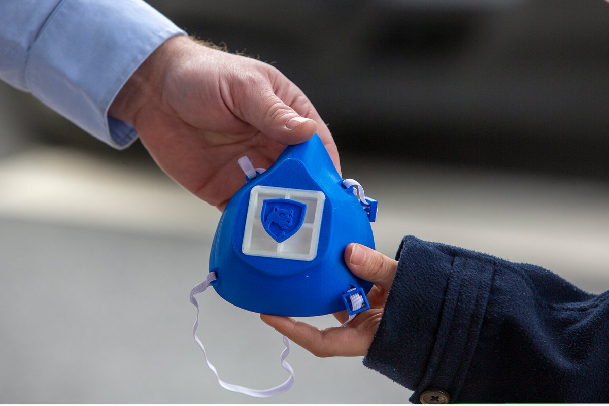 PennStHershey's tweet photo. Thursday was 12-year-old Justin Skirzenski's birthday, but he wasn’t interested in opening his own gifts. Instead, he visited Hershey Medical Center to donate a gift of his own – 22 surgical masks he’d made himself with a 3D printer. Read more: https://t.co/Af5EyoVQoP https://t.co/mZNu71BNmW