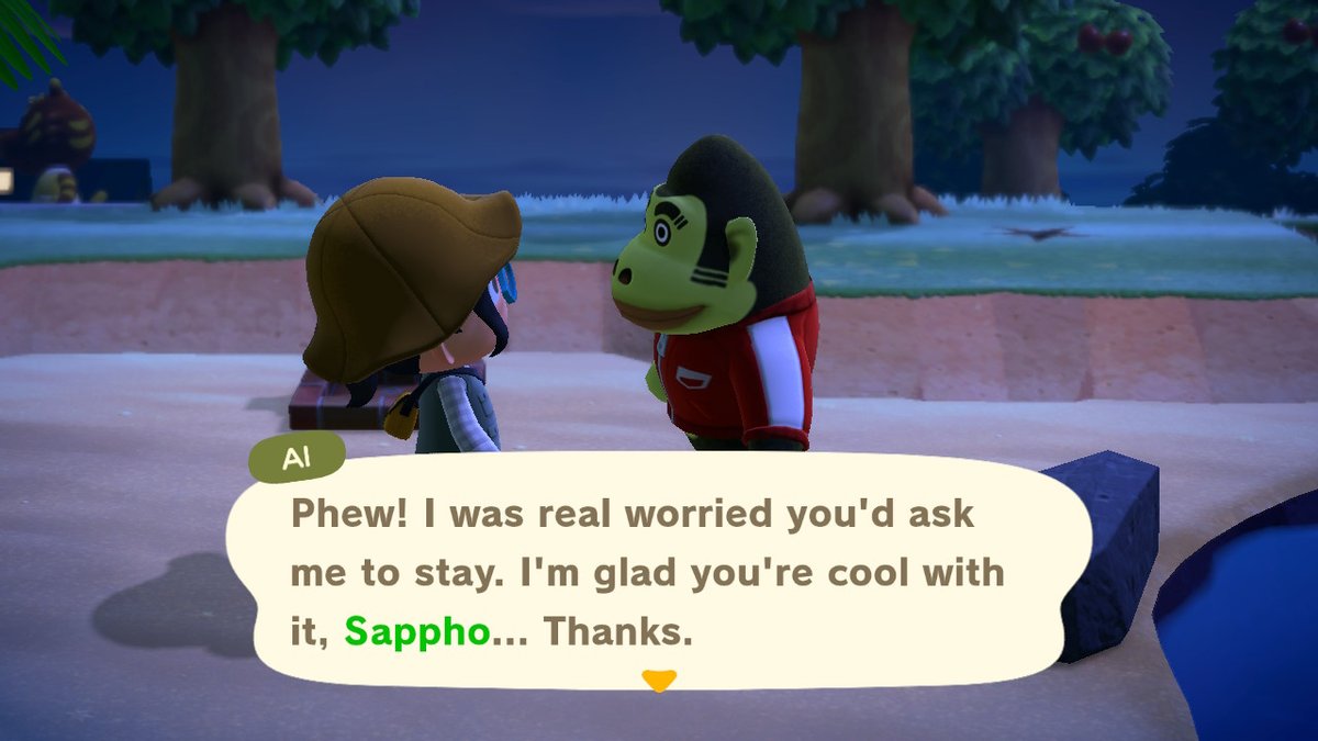 pokestarz0's tweet photo. I will miss him dearly, but it's time. #AnimalCrossingNewHorizons #ACNH #NintendoSwitch #ByeByeAl https://t.co/qVgWk0W0qK