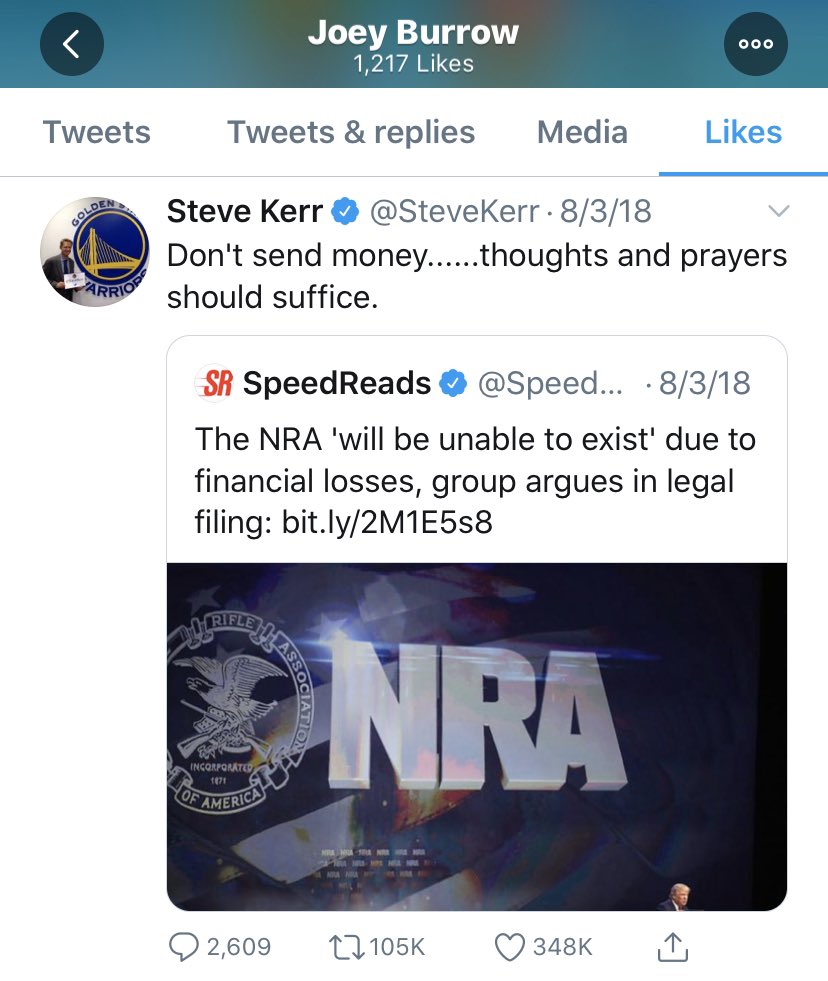 Joe Burrow liked Steve Kerr’s anti-NRA tweet and posted “thank god” when a bill passed barring guns inside Razorback Stadium.