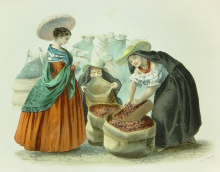 DeepSageApp's tweet photo. "Vendedoras de papas (Bogotá)" Ramón Torres Méndez, Album de cuadros de costumbres París, A. De la Rue, 1860 https://t.co/YvWKsJvs4z