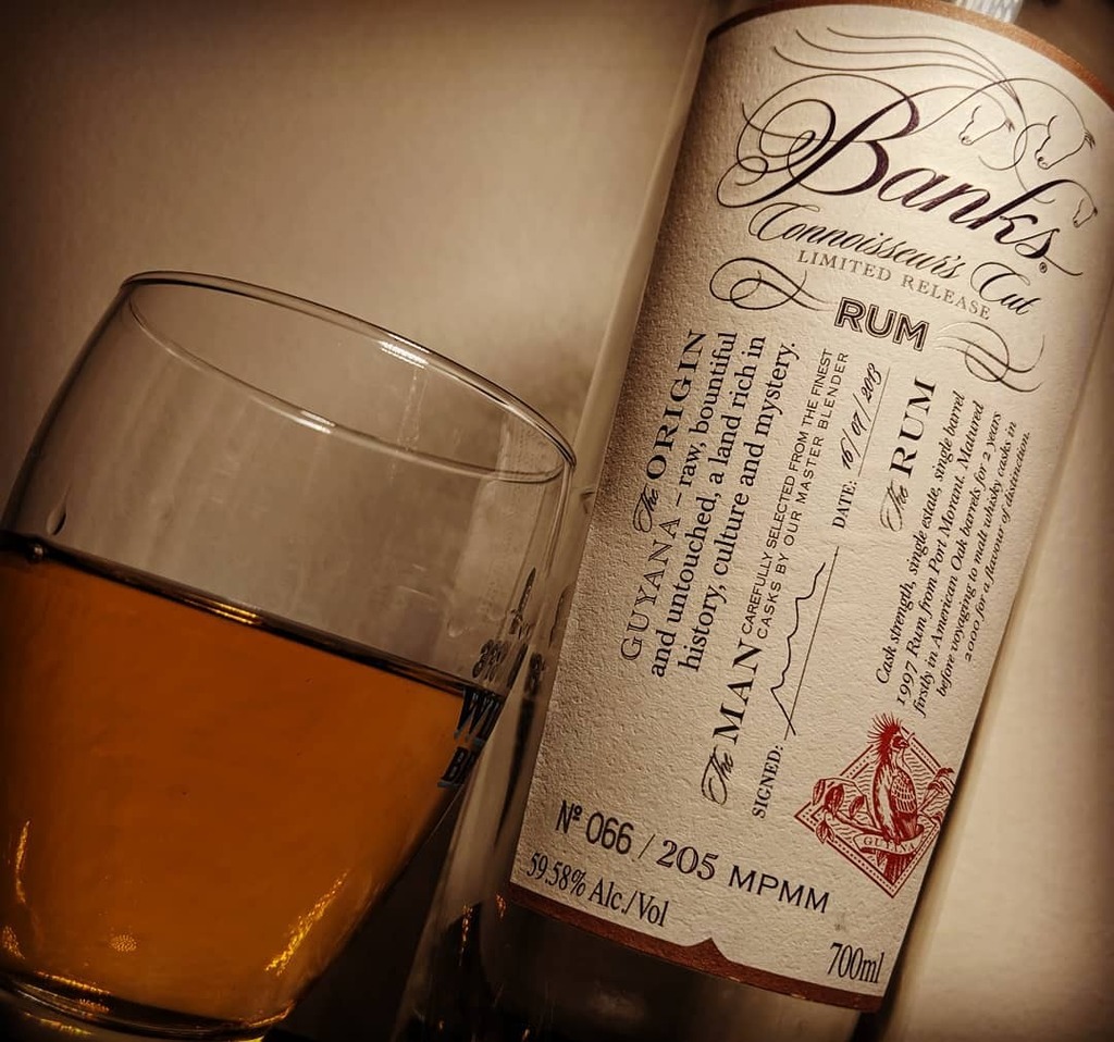 Banks Connoisseur's Cut 1997 Port Morant Aged 2 years in oak and 13 years in Malt Whisky Cask (Bottle #66 of 205) @ 59.58%

On first sniff, OH YES, I WANT THIS. Such a gorgeous sip and exactly what I love about rum - fruity and intense.  Heavy warm buttery, toffee apple, pin…
