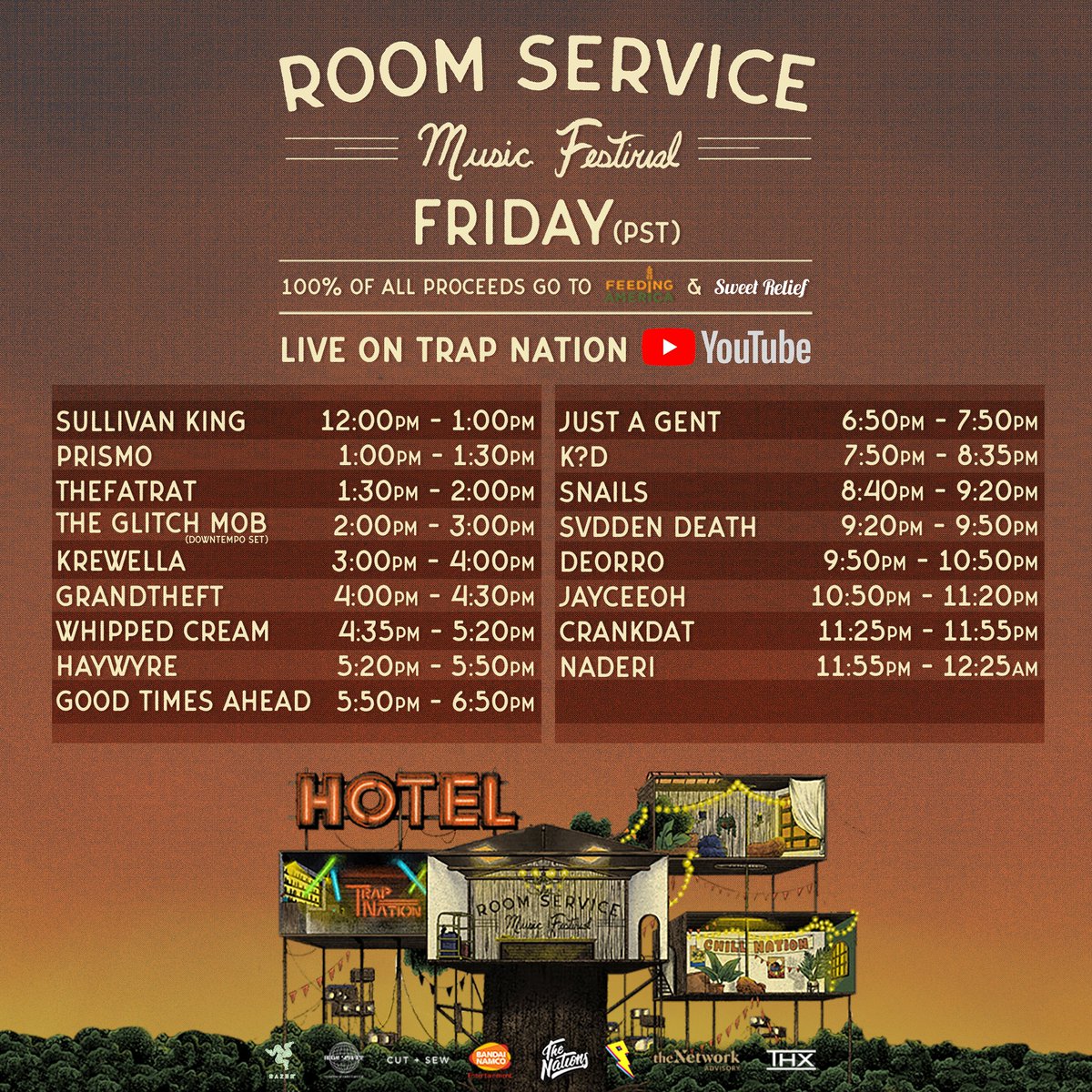 ProximityM's tweet photo. ROOM SERVICE SET TIMES. 

Full list: https://t.co/jgfqo1PVPu https://t.co/yGhKsKIr09