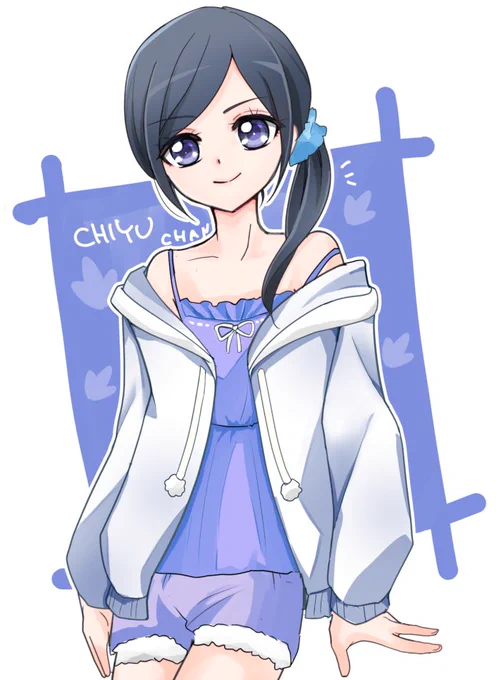 ちゆちゃん描いてみたです。部屋着でも肩出しルックしてそう… 