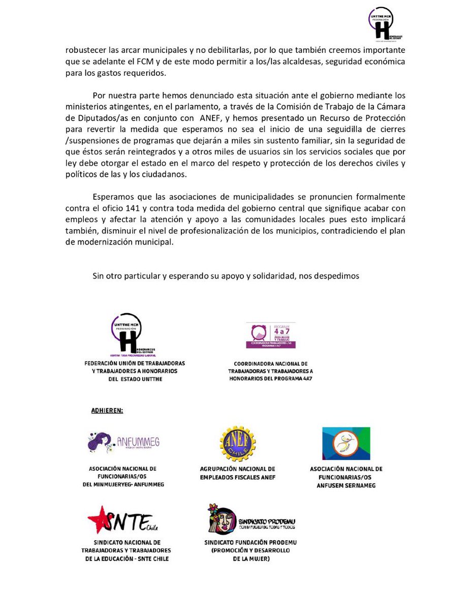 coordinadora4a7's tweet photo. 🚨🚨🔴🔴DIFUSIÓN MÁXIMA 🚨🚨🔴🔴.                               CARTA ABIERTA A ALCALDES Y ALCALDESAS DE CHILE POR SUSPENSION DE PROGRAMAS SOCIALES EJECUTADOS POR LOS MUNICIPIOS

23 Abril 2020 https://t.co/dLm81p9jbB