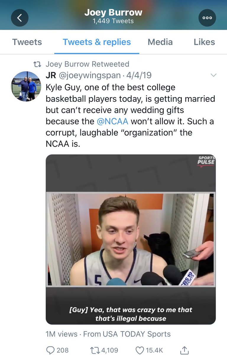 Joe Burrow has retweeted other criticism of the NCAA’s exploitation of athlete labor.