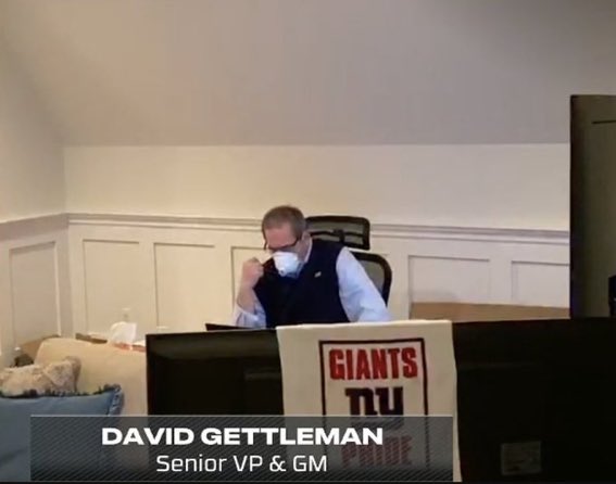 Michael44004861's tweet photo. Giants GM Dave Gettleman confusing the coronavirus with the computer virus. #NFLDraft2020 https://t.co/X0Cv97Zj1b