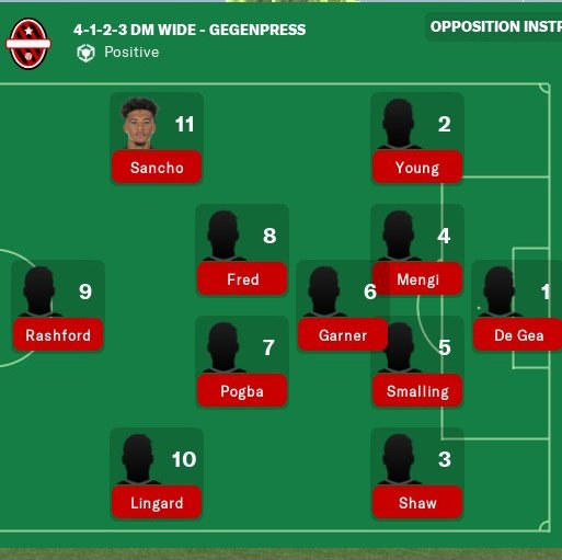 team for the first game; friendly vs pribham. debut for sancho