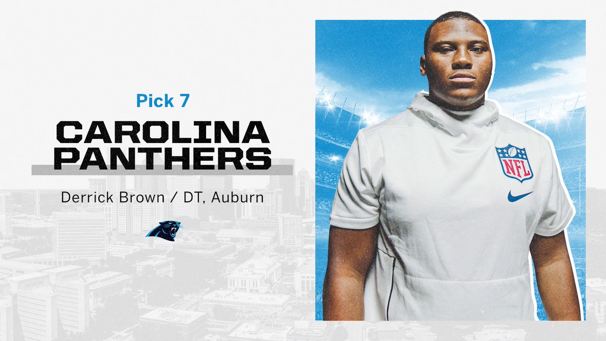 SportsCenter's tweet photo. The Plains ➡️ Carolina

The Panthers select Auburn’s Derrick Brown with the No. 7 pick in the #NFLDraft https://t.co/ag1D9L2mY2