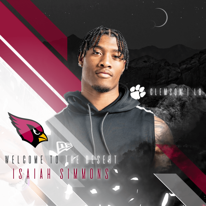 CardsSubreddit's tweet photo. With the #8 Pick in the 2020 NFL Draft, the Arizona Cardinals have selected Isaiah Simmons, LB, Clemson https://t.co/BJy4PMYCFS
