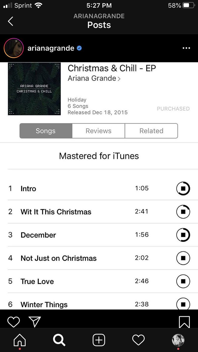 ariana released a 6 song christmas EP titled “Christmas & Chill” on December 18th, 2015