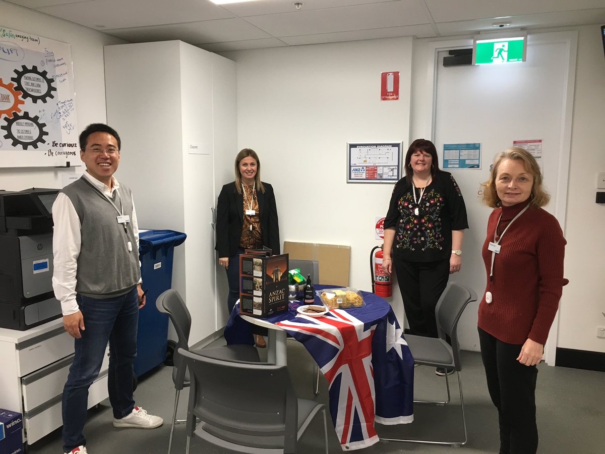 SofieBarone's tweet photo. The Anzac Day Spirit at ANZ King William Customer Connect  hub branch with  #social distancing. Lest we forget. #Anzac Day @ANZ_AU #ANZ King William Claude Piscioneri Holly Lovett  Sharron Dorrian Puneet Kalra Maria Angela Barone https://t.co/jTvpaxmSsY