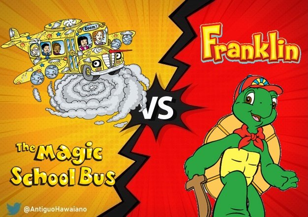 11) FRANKLIN LA TORTUGA vs EL AUTOBUS MÁGICOUn simpático niño tortuga contra los viajes de la señorita Frizzle y sus alumnos para aprender sobre ciencia.