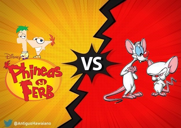 14) PHINEAS Y FERB vs PINKY Y CEREBROLa serie de Disney Chanel sobre dos hermanastros en sus vacaciones de verano. Por otro lado, la historia de un ratón superdotado y otro menos inteligente.