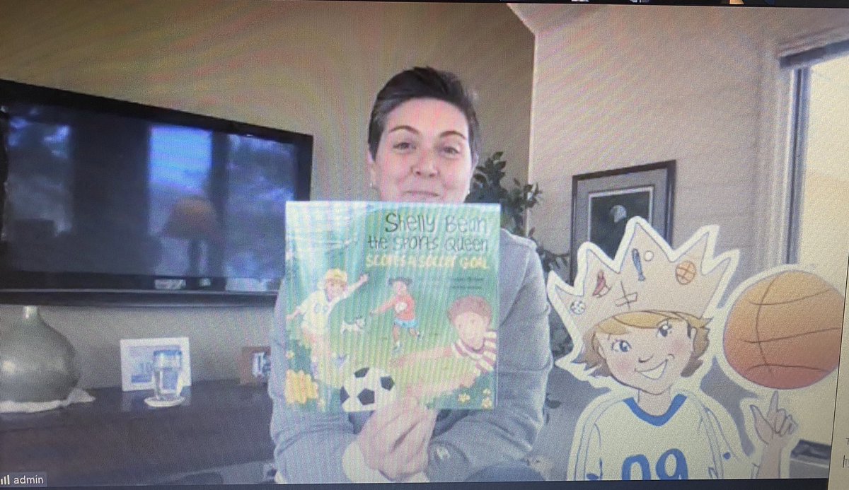 KelleeKraft_Lib's tweet photo. Thurs is #LibraryLunchBunch day for @ArrowheadES students. We’ve now added guest authors to our zoom mtgs.  @SportShelly was our 1st guest &amp; almost 40 people logged in. What an inspiring session! Thank you Shelly. The kids &amp; teachers LOVED hearing from you! #WeConnect @vbschools https://t.co/dbCcBokHiR
