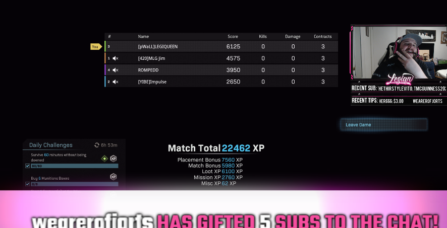 LEGIQN's tweet photo. LMAO THERE IS NO WAY THIS ACTUALLY HAPPENED SIX TIMES IN ONE STREAM

NO KILL WIN CHALLENGE &amp; 5 TIMES BACK TO BACK + 1 WITH @DaithiDeNogla  @TheMLGImpulse @ROMPEDD https://t.co/ne4KstnTZd