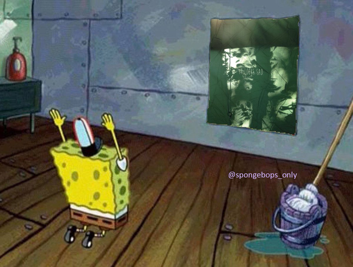 spongebob bowing down to it looks sad. - it looks sad.