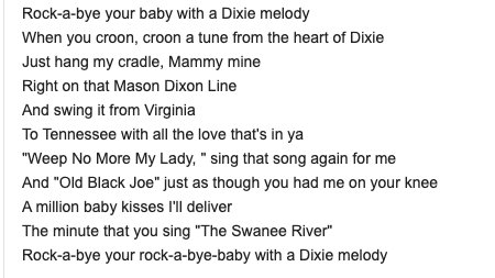 Listening to Judy sing “Rock-a-Bye Your Baby with a Dixie Melody” in 2020 is jarring. I’m sure it was to many back in 1961 (& in 1918 when Jolson first sang this "Mammy" song). Brian Currid’s “Judy Garland’s American Drag” is a great piece that wrestles with this history.