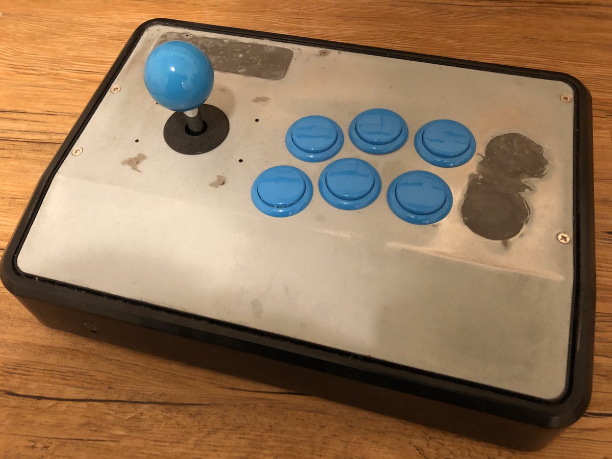 Pad hacked arcade stick almost complete. Just sanding and custom artwork left. Sanwa buttons, <a href="/8BitDo/">8BitDo</a> pad, button delete. <a href="/MadCatz/">MAD CATZ</a> se Xbox 360 stick