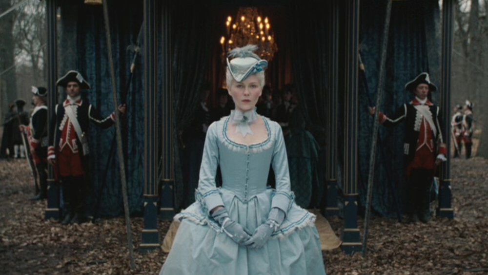 One of my all time favs is Coppola’s Marie Antoinette, by Milena Canonero. Marie in her modest Madonna-virgin blue on her way to be married, moves into intricate, candy-colored, baroque—excessive, ornate, totally separate from the people—a real fantasy.  https://costumevault.blogspot.com/2016/02/m...