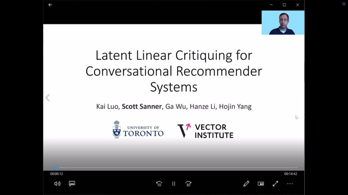 erishabh's tweet image. Final talk by @scottsanner on &quot;Latent Linear Critiquing
for Conversational Recommender Systems&quot;

- co-embed item critiques with user preference
- multi-step critiquing feedback
- a linear program (LP) based optimization problem

ssanner.github.io/papers/www20_l…

#TheWebConf2020