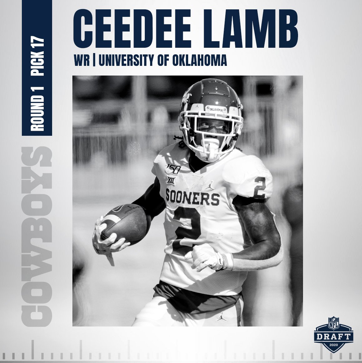 Dallas Cowboys (@dallascowboys) on Twitter photo With the 17th pick in the 2020 #NFLDraft, the #DallasCowboys select WR @_ceedeethree from <a href="/OU_Football/">Oklahoma Football</a>! 🌟 #CowboysDraft
@millerlite | #ItsMillerTime With the 17th pick in the 2020 #NFLDraft, the #DallasCowboys select WR @_ceedeethree from <a href="/OU_Football/">Oklahoma Football</a>! 🌟 #CowboysDraft
@millerlite | #ItsMillerTime