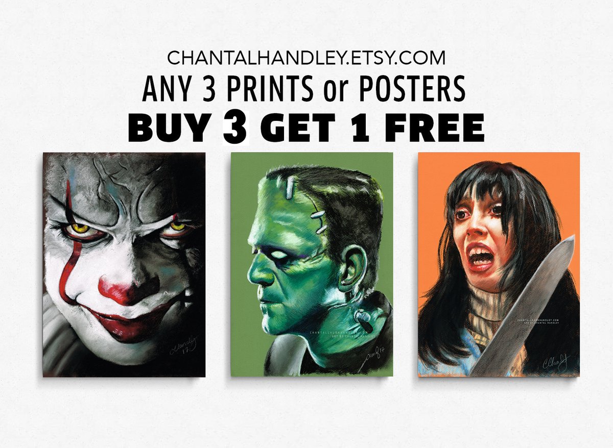 Just going to pop this here. 🦇 Heaps of new prints available. chantalhandley.etsy.com 🖤👻 #HorrorArt #Buy3Get1Free #HorrorPrints #ChantalLauraHandley
