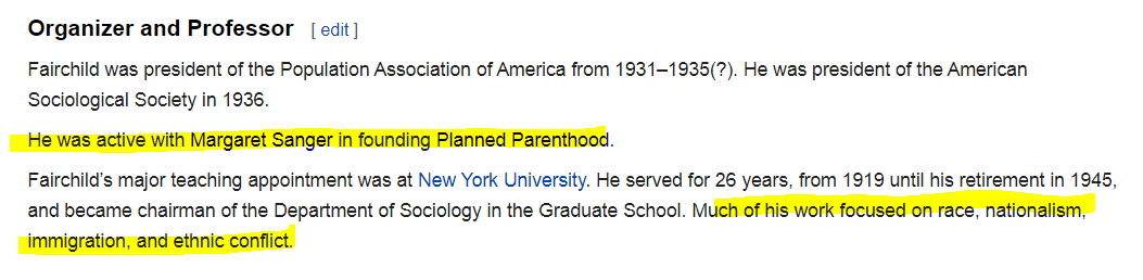 Dr. Cook would later become the President of the"Population Reference Bureau"Itself founded by Henry Fairchild, who not only was president of the American Eugenics Society but helped Margaret Sanger found PLANNED PARENTHOODOriginally known asAmerican Birth Control League