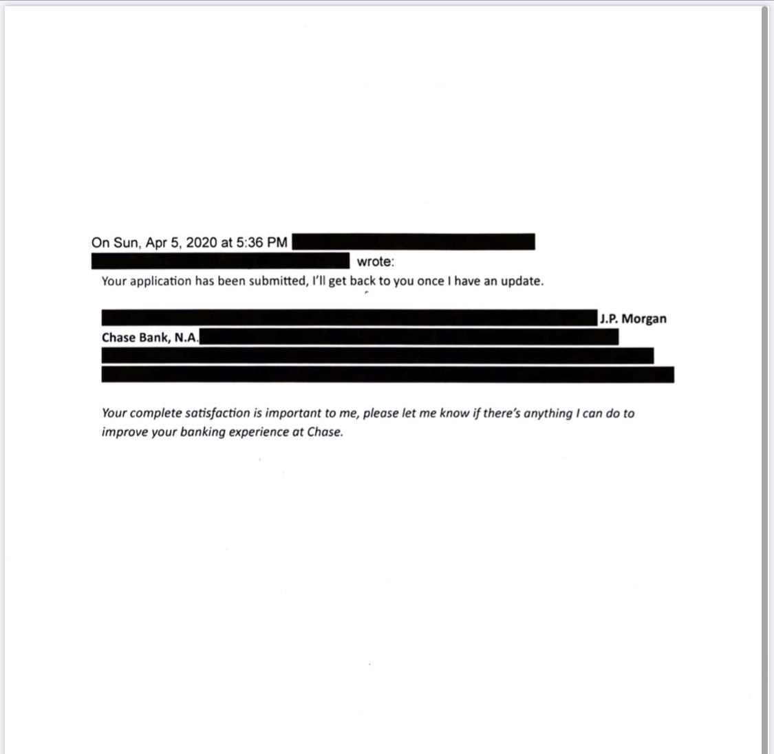 ALERT!!!! PLEASE SHAREA dear friend who owns a small business applied at  @Chase for the PPP SBA loan. His application was processed and submitted to the SBA according to Chase on April 5th