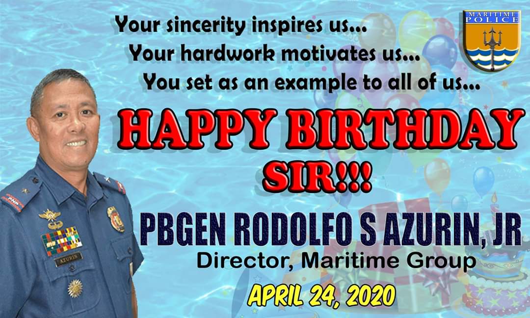 Happy Birthday Chief Of Police Twitter 上的Maritime Group- Philippine National Police："Happy Birthday,  Sir!🥳 From: Men And Women Of Maritime Group Https://T.co/Hhetfmqbkf" /  Twitter