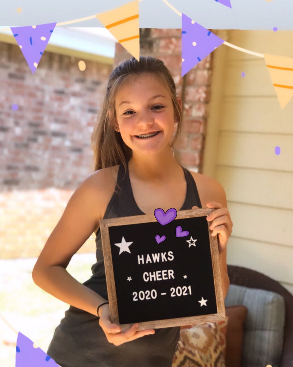 Msheather_15's tweet photo. So proud to announce that Madison will be a 
🖤💜Timberview Hawks Cheerleader 📣 for the 2020-2021 ⭐️ School year!! #middleschoolcheer #8thgradecheer #allgoodthings 🎉 #proudmomma❤️ https://t.co/Ext6TjeZZT