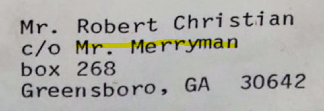 But the stones mention a group, not a single man, and where does the "Christian" part come from?Well, in 2015 a documentary was shot were they interview Wyatt C. Martin, the only man that knows the TRUE R.C. ChristianThey convince him to show them some letters from RC himself