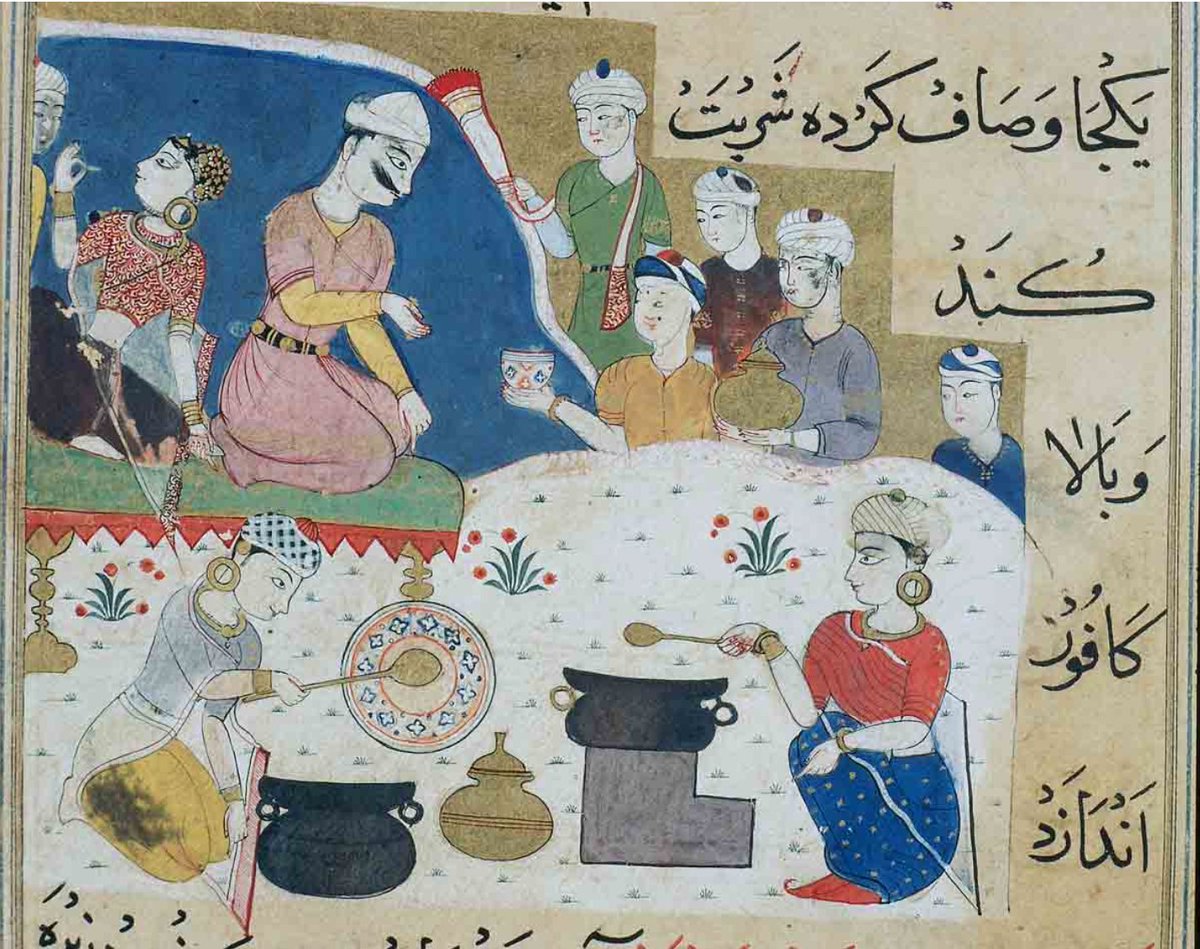 vmistweet's tweet image. #Preparation and #perfuming of #sherbat, #Nimat-nama (The #Book of #Delicacies of #Nasir #Shah), Folio 76 Recto, Inscription: Title given on the flyleaf of the manuscript is: kitab-i nimat nama-yi nasir shahi, 1505 CE, #Mandu, #Dhar, #MadhyaPradesh, #India. Photo:ACSAA