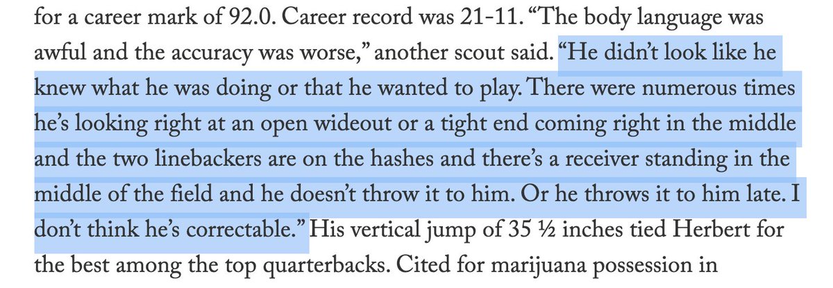 And this is why teams have concerns. He told the  @sticktofootball guys he was trying to do too much last year.