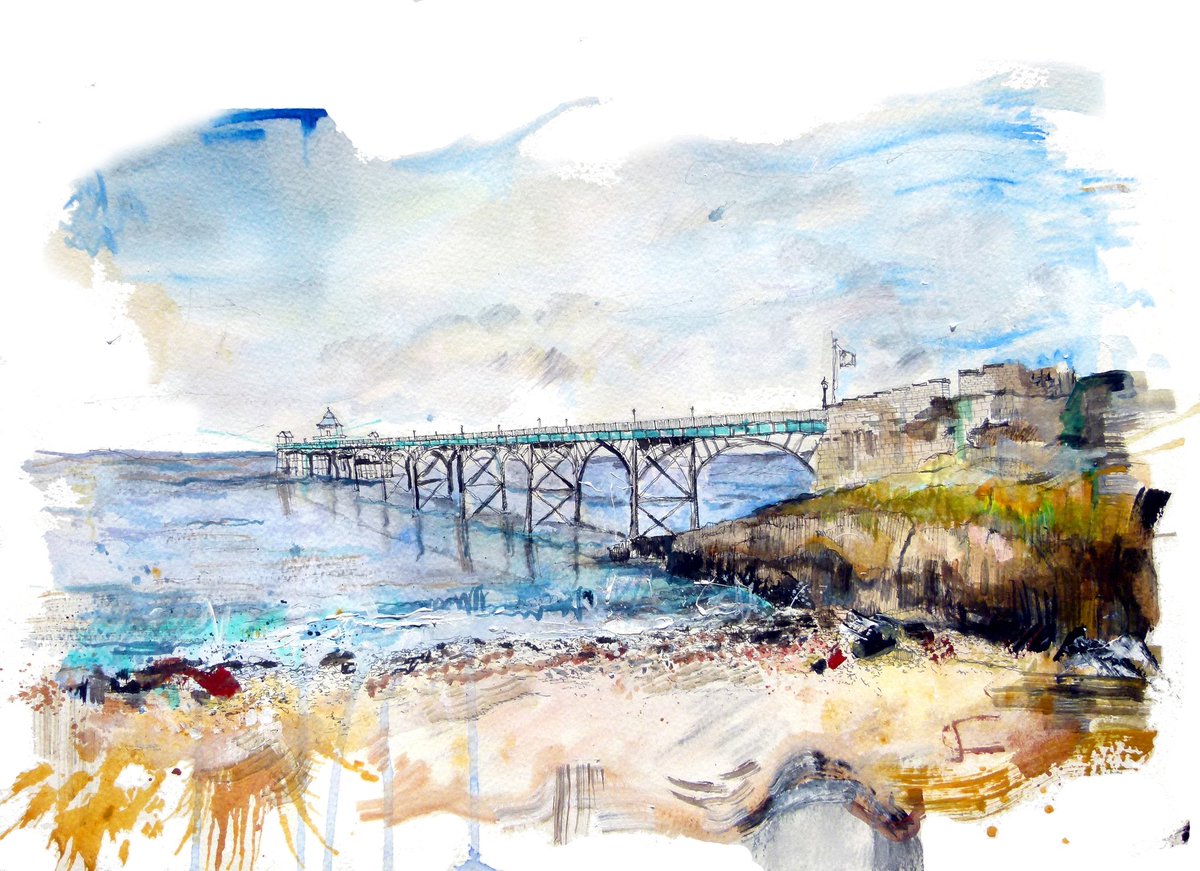 The next new painting in my southwest Pen and Wash series of <a href="/clevedonpier/">Clevedon Pier</a>
. 
Walk the Pier // Pen and Wash on Paper // 30 x 40cm
.
.
.
#art #newart #painting #watercolour #landscape #drawing #penandwash #landscapepainting #seascape #clevedon #artistsoninstagram #expressionism