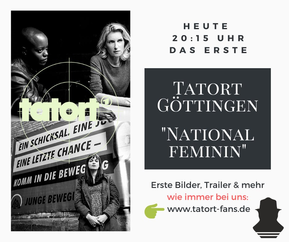 tatort_fans's tweet photo. Heute lösen die #Tatort Ermittlerinnen Lindholm &amp; Schmitz ihren NEUEN Fall 🔎 "National feminin". Eine rechts gesinnte Gruppierung in #Göttingen rückt in den Fokus ... ab 20:15 Uhr in #DasErste. Wer mehr wissen möchte: 🌐 https://t.co/If8Qdzfo2p https://t.co/jdVDgc9KIm
