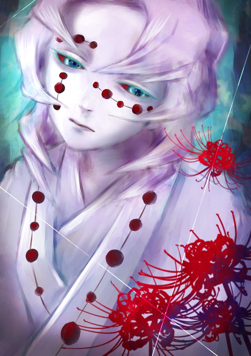spider lily solo 1boy male focus flower japanese clothes white hair  illustration images