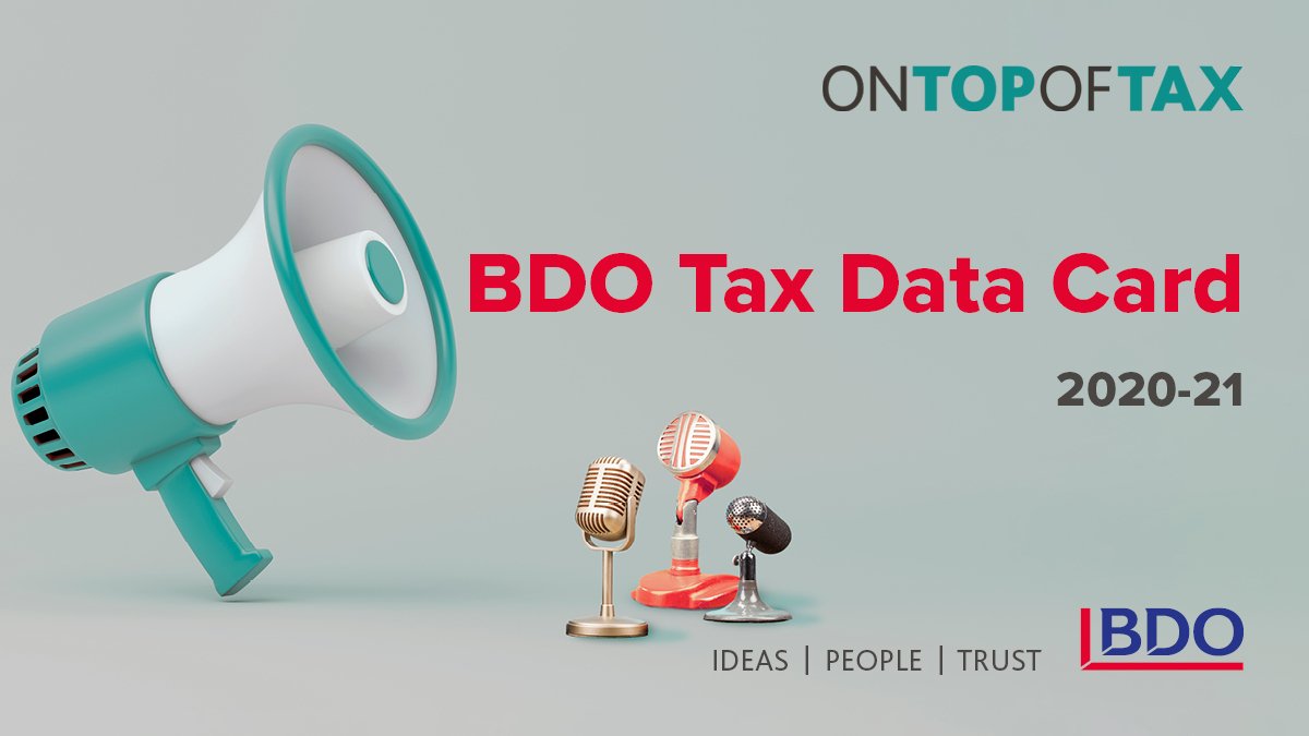 bdoaccountant's tweet photo. Download your copy of our new 2020/21 #tax data card today to get all of the current rates, allowances and reliefs right at your fingertips https://t.co/QDE0DspoUC https://t.co/3iyjRcPj89