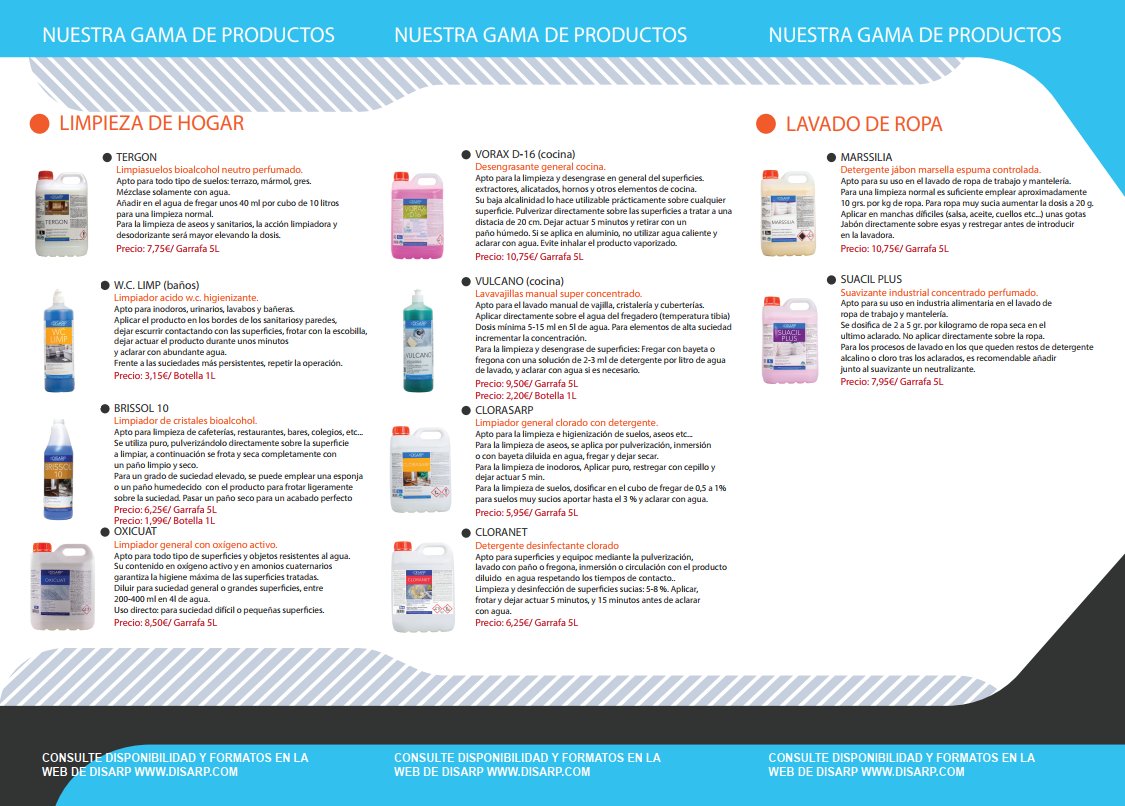 masterquim's tweet image. Esta lucha contra el virus nos incluye a todos y cada uno de nosotros. Es por eso que ponemos a vuestra disposición nuestra gama de productos para el Reparto a domicilio
disarp.com
#disarp #covid19 #quimicoslimpieza #lavanderia #ecolabel #medioambiente