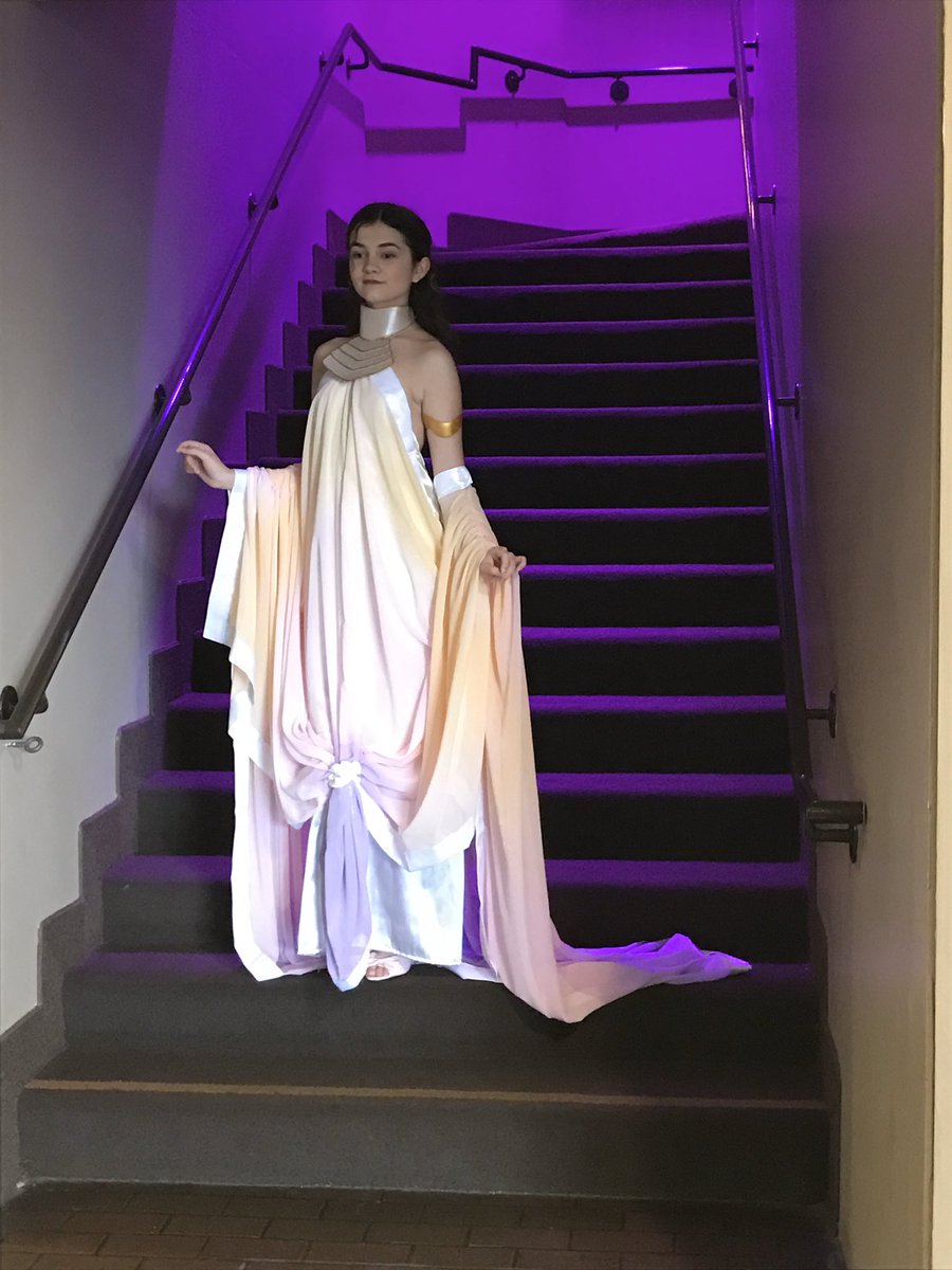 Only a year into knowing how to sew, I made THIS. She’s honestly my pride and joy and I miss the love I had for SW cosplay. Padme dress patterned, hand dyed and assembled my me.