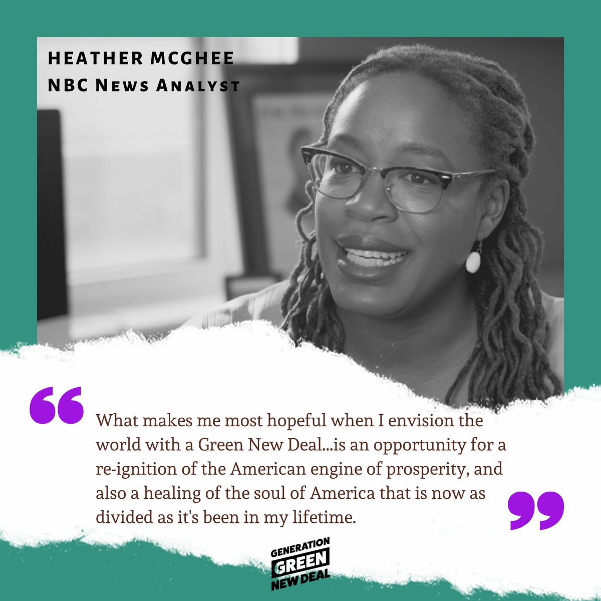 GenerationGND's tweet photo. The #GreenNewDeal is an opportunity to heal the soul of America - @hmcghee, @NBCNews Analyst, in #GenerationGreenNewDeal
#ClimateAction #ClimateEmergency #EarthDay #generationgnd https://t.co/vR5urOM9cC