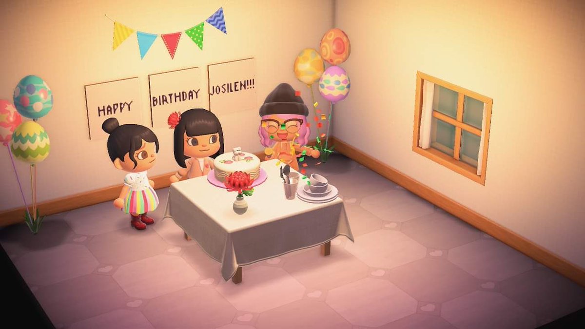 My niece was sad she couldn’t have a party for her birthday today so I threw her a surprise birthday party on my island and invited fam &amp; friends over to celebrate 🎉