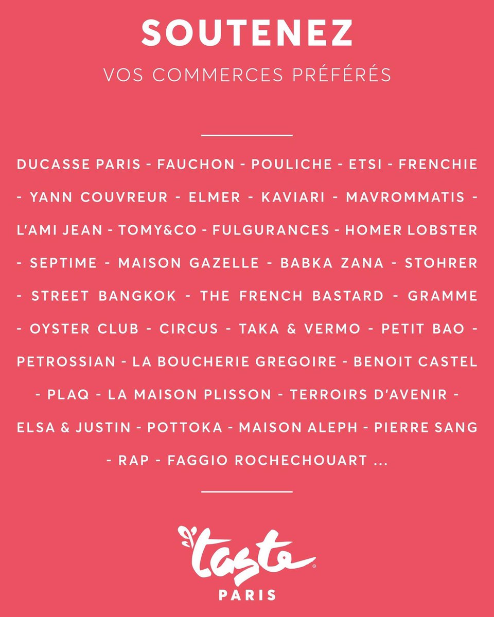 Soutenez vos commerçants préférés 🤝
Voici une liste non exhaustive de commerces de bouche de qualité, à Paris, ouverts pour de la vente à emporter et de livraison à domicile. Nous la mettrons à jour régulièrement.
Restez chez vous et mangez bien ❤️